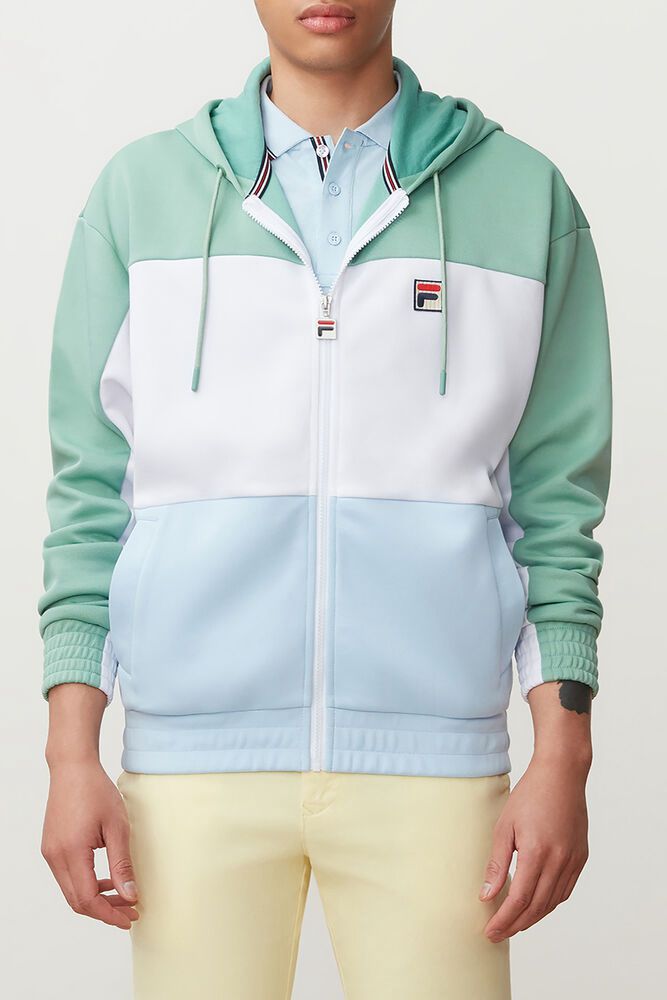 Fila Hoodie Mens White/Blue Sky - Ireland 61059-PNCY